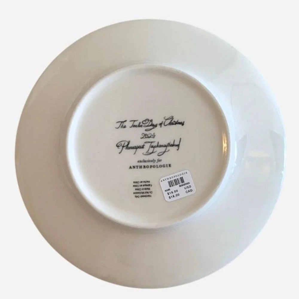 Anthropologie Phannapast Twelve Days Christmas Plate Six Geese A-Laying